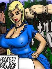 Elizabeth feels her pussy stretches to accomodate his massive black cock - Manza by Illustrated interracial 2016