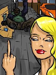 Kelly waves the middle finger - The Homeless man's new wife by Illustrated interracial