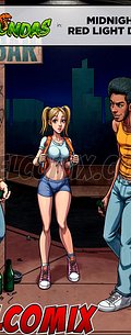 The girl gets lost, ends up in a sleazy area and is surrounded by two scruffy guys - Anacondas, Midnight at red light district